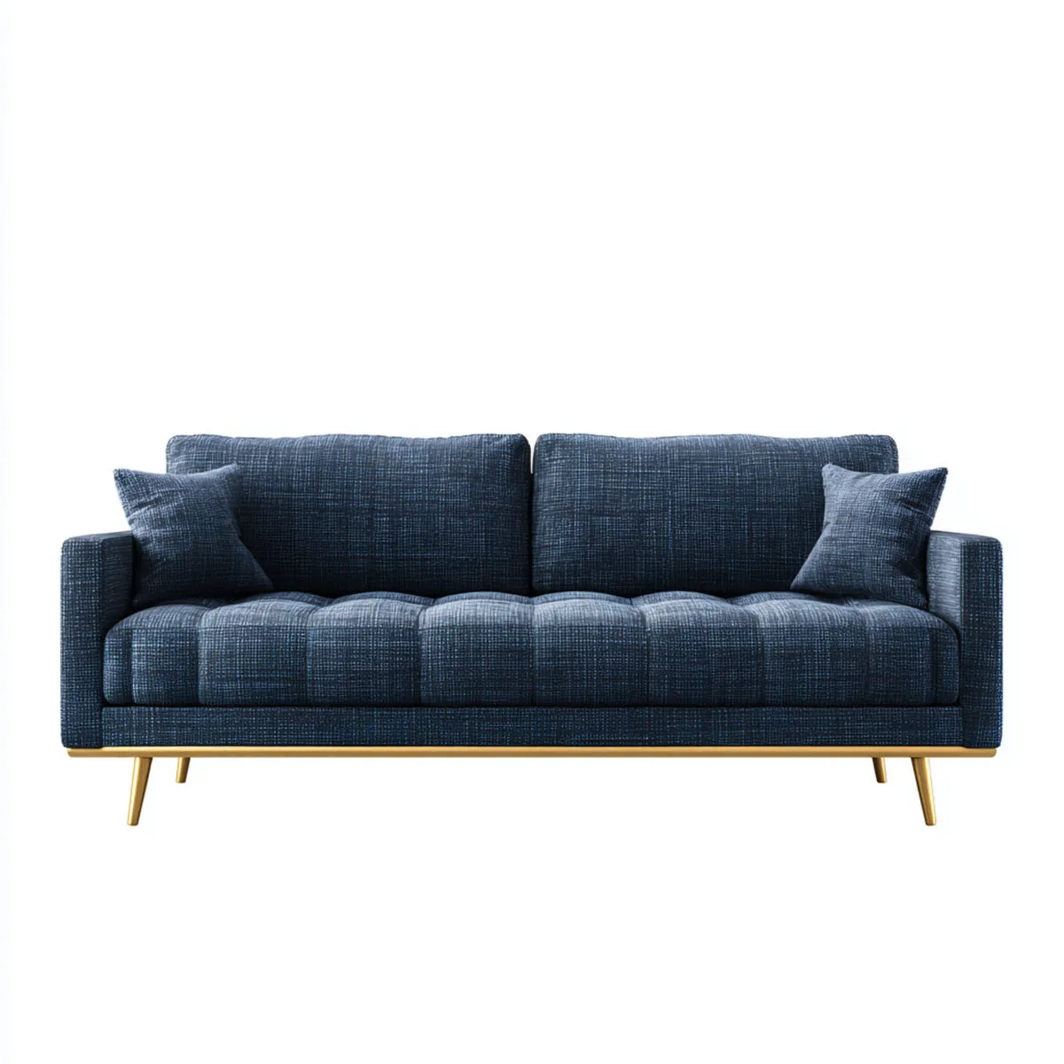 Sofa 3 granatowe siedzenia niebieskie 200 x 90 x 85 cm w poliestrze o prostokątnej konstrukcji