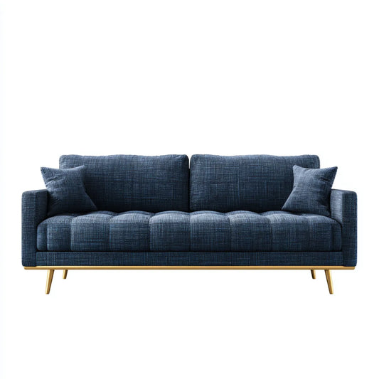 Sofa 3 granatowe siedzenia niebieskie 200 x 90 x 85 cm w poliestrze o prostokątnej konstrukcji