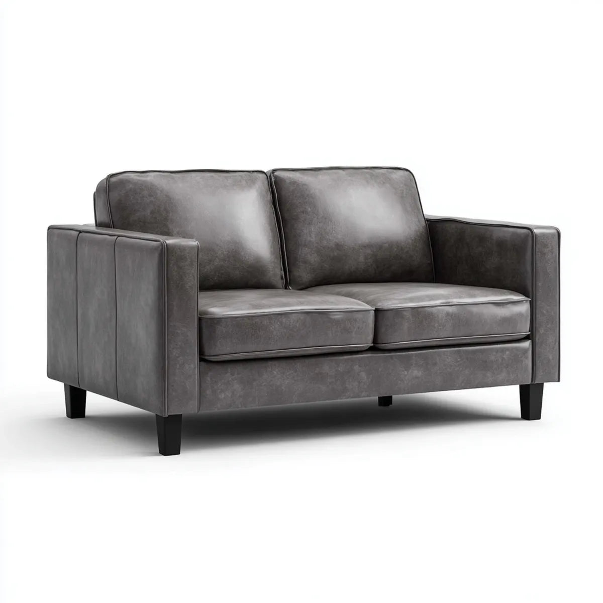 Sofa 2 umieszcza szary antracyt 160 x 88 x 85 cm w prostokątnej skórze PU
