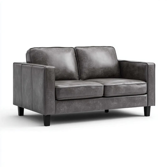 Sofa 2 umieszcza szary antracyt 160 x 88 x 85 cm w prostokątnej skórze PU