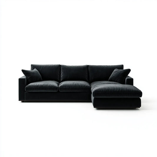 Sofa, Kanapa narożna 3 fotele czarne ze skóry syntetycznej PU przy 270 x 165 x 85 cm